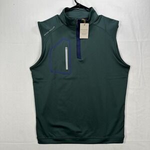 Peter Millar Forge Performance 1/4 Zip Vest Mens Small Balsam Green Golf NWT
